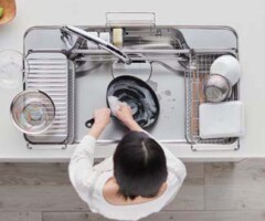 プレートを置いたまま、ゆったり洗い物　ひろびろWサポートシンク